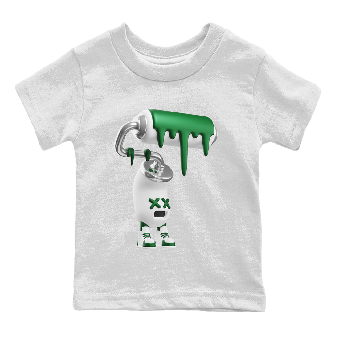 Jordan 4 Pine Green SB Sneaker Match Tees 3D Paint Roller Sneaker Tees AJ4 Pine Green SB Sneaker Tees Sneaker Release Shirts Kids Shirts White 2