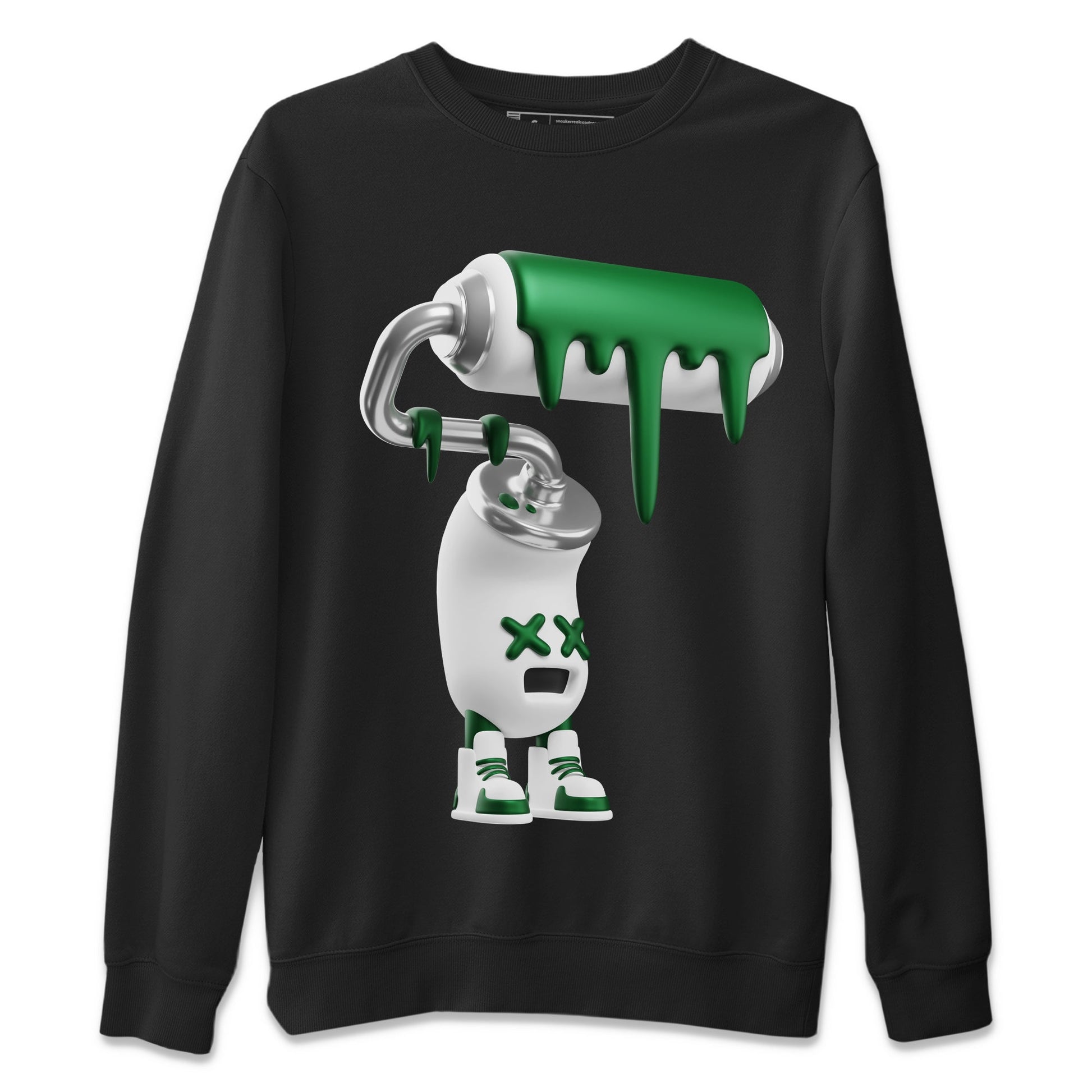 Jordan 4 Pine Green SB Sneaker Match Tees 3D Paint Roller Sneaker Tees AJ4 Pine Green SB Sneaker Tees Sneaker Release Shirts Unisex Shirts Black 2