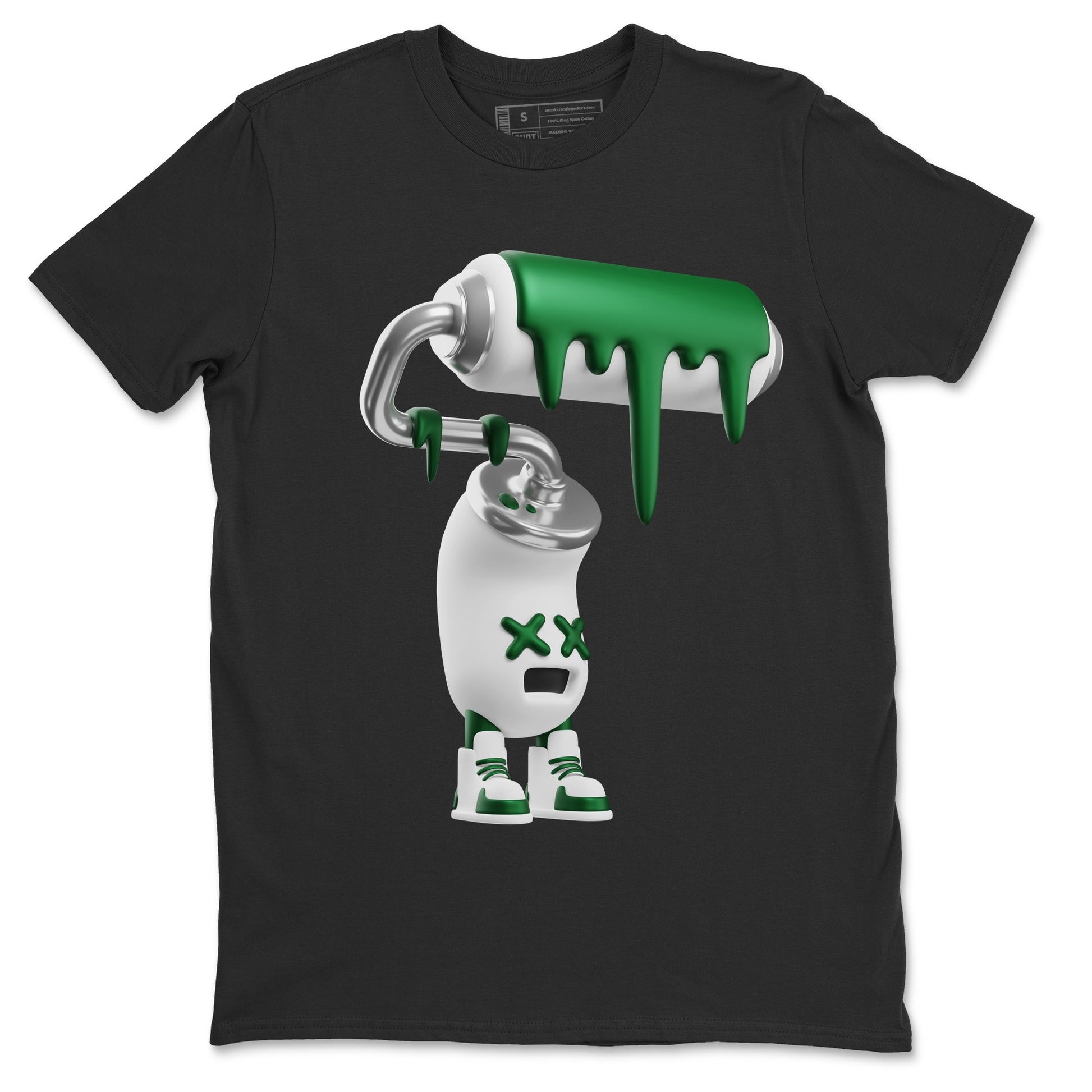 Jordan 4 Pine Green SB Sneaker Match Tees 3D Paint Roller Sneaker Tees AJ4 Pine Green SB Sneaker Tees Sneaker Release Shirts Unisex Shirts Black 2