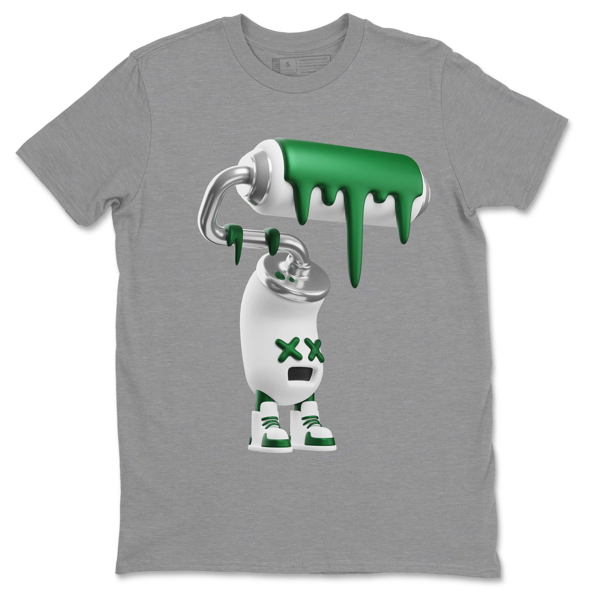 Air Jordan 4 Pine Green Sneaker Match Tees 3D Paint Roller Sneaker Tees AJ4 Pine Green Sneaker Release Tees Unisex Shirts Heather Grey 2