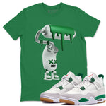 Air Jordan 4 Pine Green 3D Paint Roller Crew Neck Sneaker Tees AJ4 Pine Green Sneaker T-Shirts Washing and Care Tip