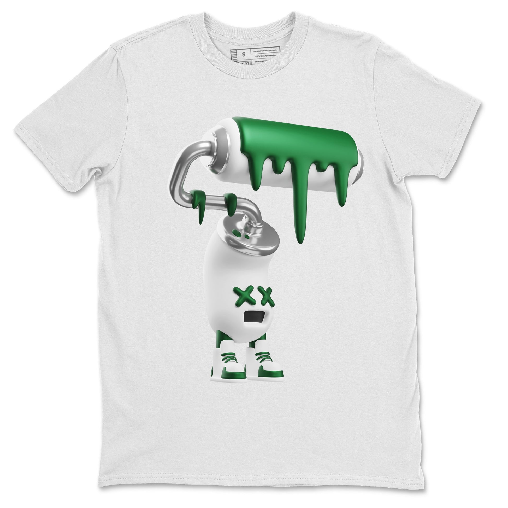 Air Jordan 4 Pine Green Sneaker Match Tees 3D Paint Roller Sneaker Tees AJ4 Pine Green Sneaker Release Tees Unisex Shirts White 2