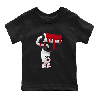 Air Jordan 4 Red Cement Sneaker Match Tees 3D Paint Roller Sneaker Tees AJ4 Retro OG Red Cement Sneaker Release Tees Kids Shirts Black 2