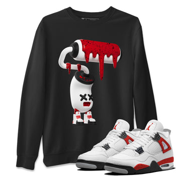 Air Jordan 4 Red Cement Sneaker Match Tees 3D Paint Roller Sneaker Tees AJ4 Retro OG Red Cement Sneaker Release Tees Unisex Shirts Black 1