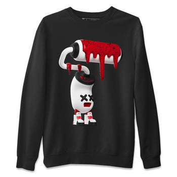 Air Jordan 4 Red Cement Sneaker Match Tees 3D Paint Roller Sneaker Tees AJ4 Retro OG Red Cement Sneaker Release Tees Unisex Shirts Black 2