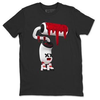 Air Jordan 4 Red Cement Sneaker Match Tees 3D Paint Roller Sneaker Tees AJ4 Retro OG Red Cement Sneaker Release Tees Unisex Shirts Black 2