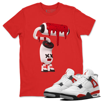 Air Jordan 4 Red Cement Sneaker Match Tees 3D Paint Roller Sneaker Tees AJ4 Retro OG Red Cement Sneaker Release Tees Unisex Shirts Red 1