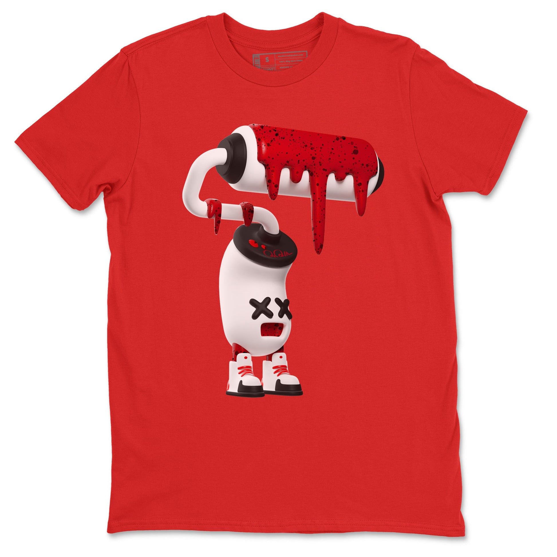 Air Jordan 4 Red Cement Sneaker Match Tees 3D Paint Roller Sneaker Tees AJ4 Retro OG Red Cement Sneaker Release Tees Unisex Shirts Red 2