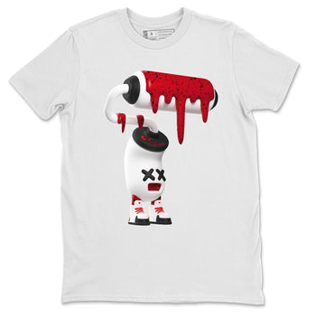 Air Jordan 4 Red Cement Sneaker Match Tees 3D Paint Roller Sneaker Tees AJ4 Retro OG Red Cement Sneaker Release Tees Unisex Shirts White 2