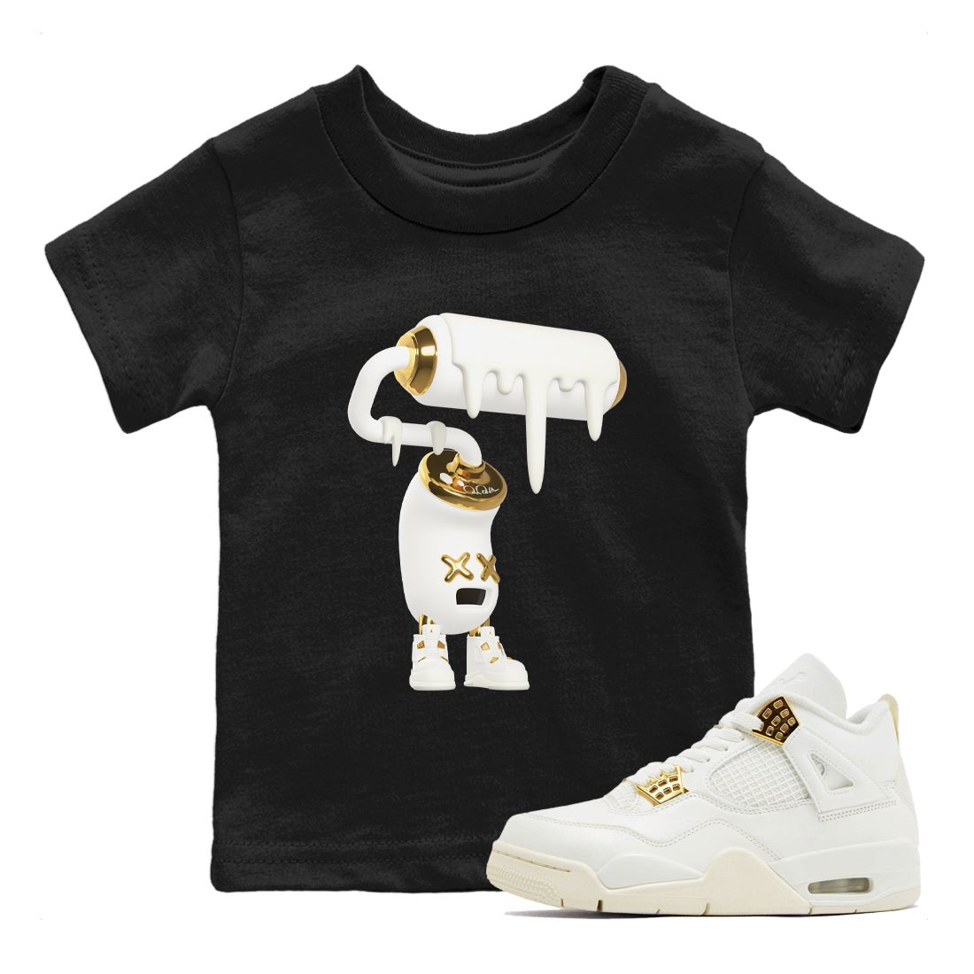 4s Sail shirt to match jordans 3D Paint Roller sneaker tees Air Jordan 4 Sail SNRT sneaker release tees baby toddler Black 1 cotton Shirt