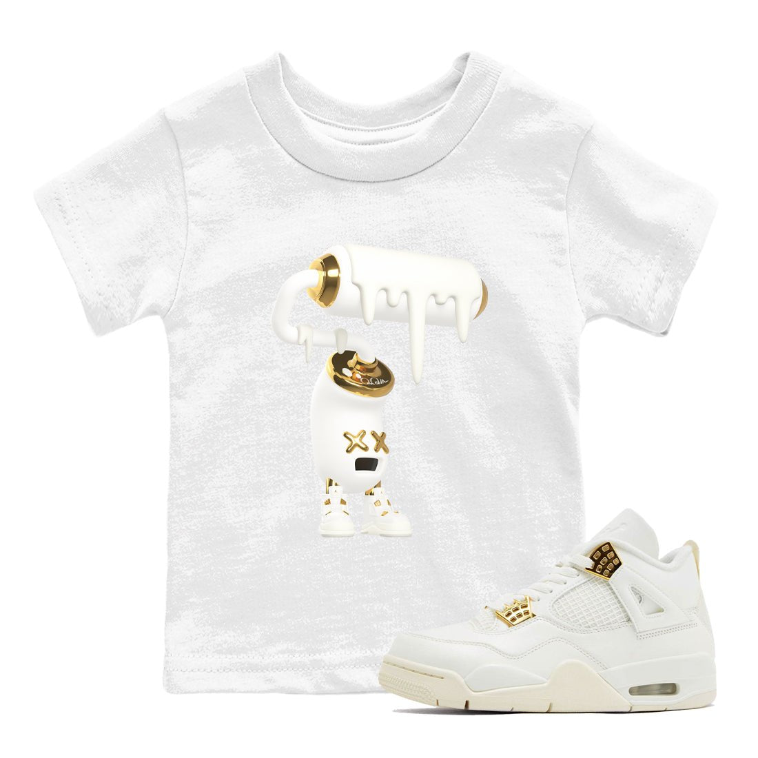 4s Sail shirt to match jordans 3D Paint Roller sneaker tees Air Jordan 4 Sail SNRT sneaker release tees baby toddler White 1 cotton Shirt