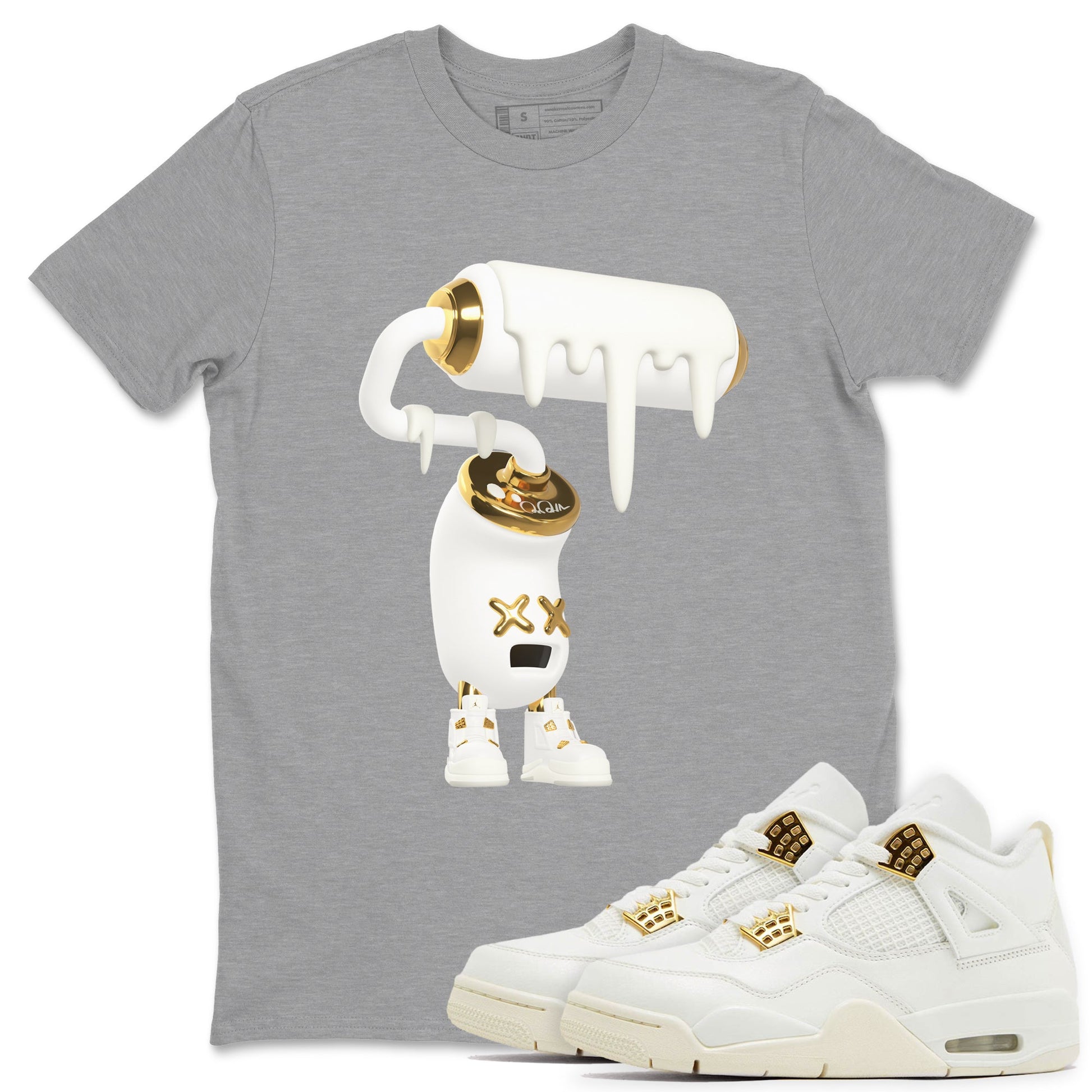 4s Sail shirt to match jordans 3D Paint Roller sneaker tees Air Jordan 4 Sail SNRT Sneaker Release Tees unisex cotton Heather Grey 1 crew neck shirt