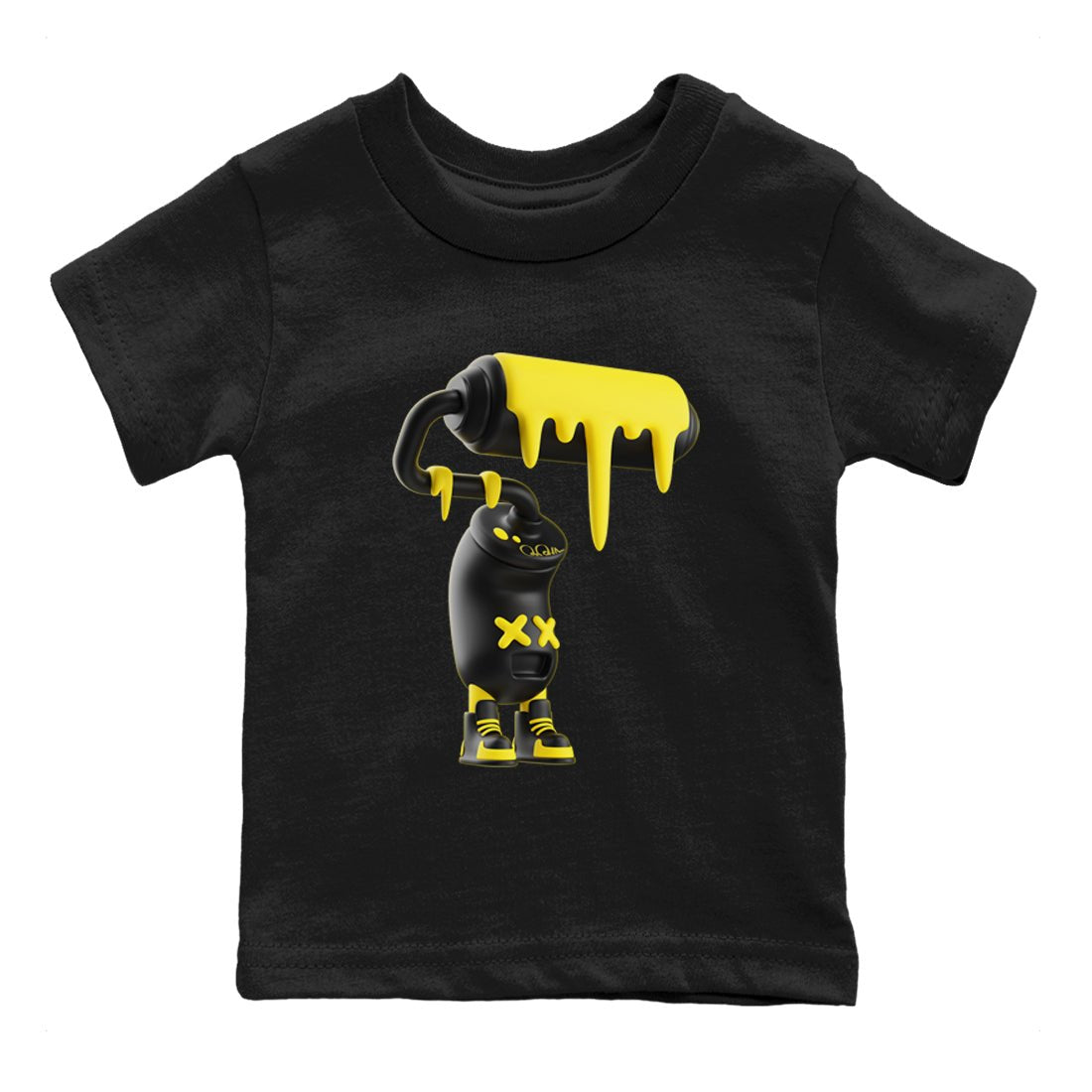 Air Jordan 4 Thunder Sneaker Match Tees 3D Paint Roller Sneaker Tees AJ4 Thunder Jumpman Sneaker Release Tees Kids Shirts Black 2