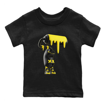 Air Jordan 4 Thunder Sneaker Match Tees 3D Paint Roller Sneaker Tees AJ4 Thunder Jumpman Sneaker Release Tees Kids Shirts Black 2