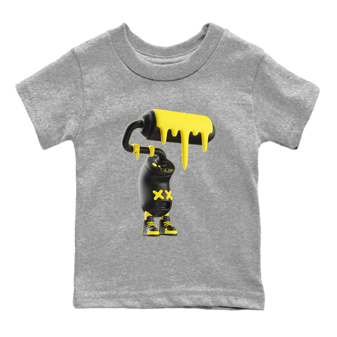 Air Jordan 4 Thunder Sneaker Match Tees 3D Paint Roller Sneaker Tees AJ4 Thunder Jumpman Sneaker Release Tees Kids Shirts Heather Grey 2