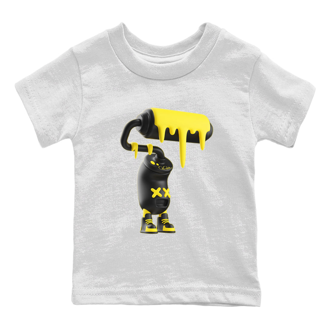 Air Jordan 4 Thunder Sneaker Match Tees 3D Paint Roller Sneaker Tees AJ4 Thunder Jumpman Sneaker Release Tees Kids Shirts White 2