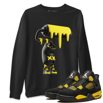 Air Jordan 4 Thunder Sneaker Match Tees 3D Paint Roller Sneaker Tees AJ4 Thunder Jumpman Sneaker Release Tees Unisex Shirts Black 1