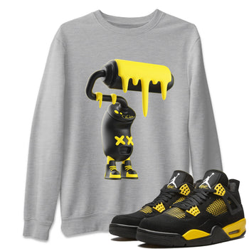 Air Jordan 4 Thunder Sneaker Match Tees 3D Paint Roller Sneaker Tees AJ4 Thunder Jumpman Sneaker Release Tees Unisex Shirts Heather Grey 1
