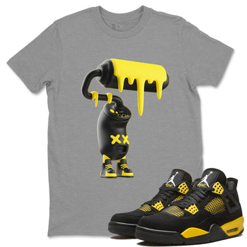 Air Jordan 4 Thunder Sneaker Match Tees 3D Paint Roller Sneaker Tees AJ4 Thunder Jumpman Sneaker Release Tees Unisex Shirts Heather Grey 1