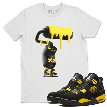 Air Jordan 4 Thunder Sneaker Match Tees 3D Paint Roller Sneaker Tees AJ4 Thunder Jumpman Sneaker Release Tees Unisex Shirts White 1