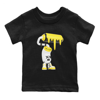 AJ4 Vivid Sulfur shirt to match jordans 3D Paint Roller sneaker tees Air Jordan 4 Vivid Sulfur SNRT sneaker release tees baby toddler Black 2 cotton Shirt