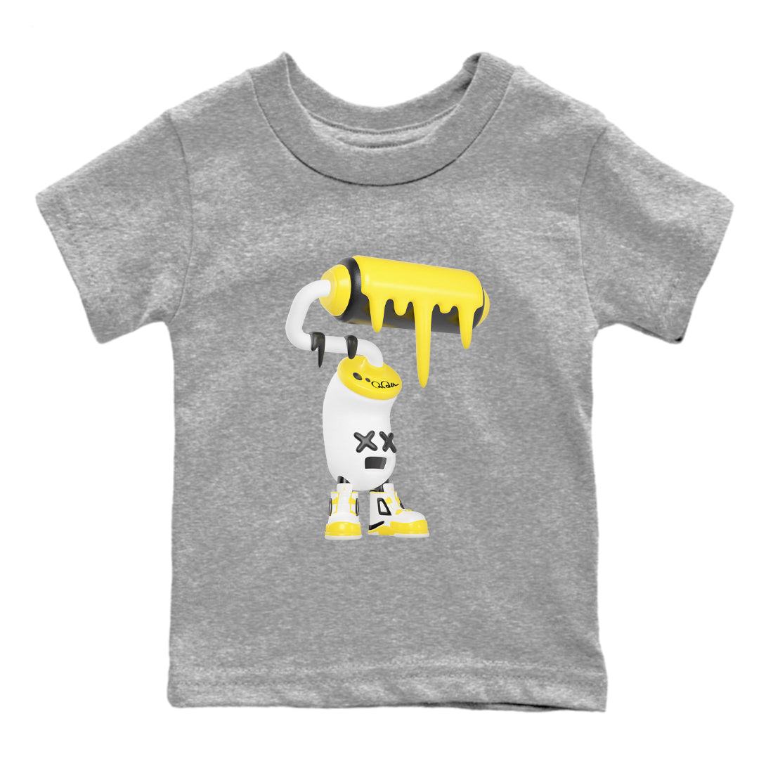 AJ4 Vivid Sulfur shirt to match jordans 3D Paint Roller sneaker tees Air Jordan 4 Vivid Sulfur SNRT sneaker release tees baby toddler Heather Grey 2 cotton Shirt