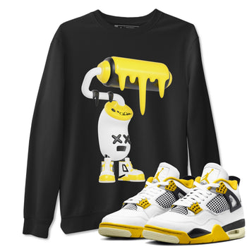 AJ4 Vivid Sulfur shirt to match jordans 3D Paint Roller sneaker tees Air Jordan 4 Vivid Sulfur SNRT Sneaker Release Tees unisex cotton Black 1 crew neck shirt