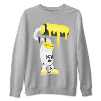 AJ4 Vivid Sulfur shirt to match jordans 3D Paint Roller sneaker tees Air Jordan 4 Vivid Sulfur SNRT Sneaker Release Tees unisex cotton Heather Grey 2 crew neck shirt
