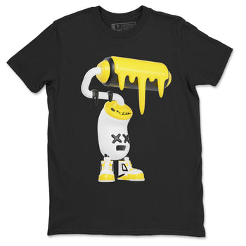 AJ4 Vivid Sulfur shirt to match jordans 3D Paint Roller sneaker tees Air Jordan 4 Vivid Sulfur SNRT Sneaker Release Tees unisex cotton Black 2 crew neck shirt