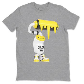 AJ4 Vivid Sulfur shirt to match jordans 3D Paint Roller sneaker tees Air Jordan 4 Vivid Sulfur SNRT Sneaker Release Tees unisex cotton Heather Grey 2 crew neck shirt