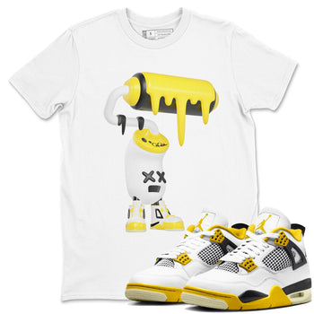 AJ4 Vivid Sulfur shirt to match jordans 3D Paint Roller sneaker tees Air Jordan 4 Vivid Sulfur SNRT Sneaker Release Tees unisex cotton White 1 crew neck shirt