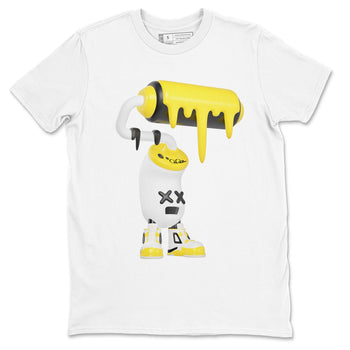 AJ4 Vivid Sulfur shirt to match jordans 3D Paint Roller sneaker tees Air Jordan 4 Vivid Sulfur SNRT Sneaker Release Tees unisex cotton White 2 crew neck shirt