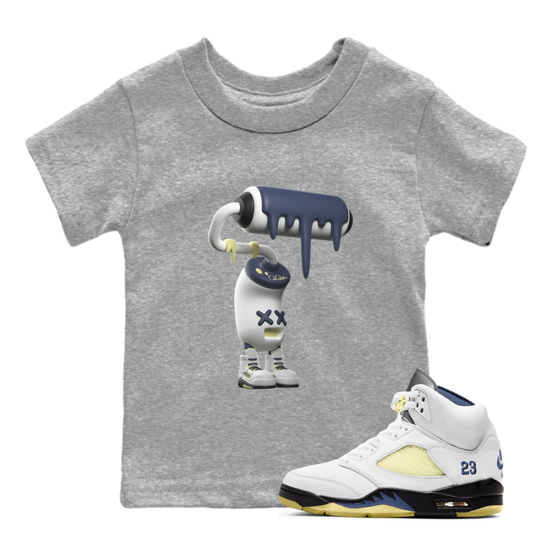 Air Jordan 5 A Ma Maniere x Photon Dust shirt to match jordans 3D Paint Roller sneaker tees Jordan 5 A Ma Maniere "Dawn" SNRT Sneaker Release Tees Baby Toddler Heather Grey 1 T-Shirt