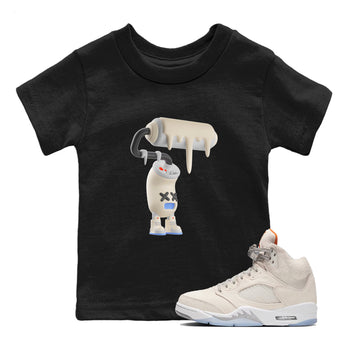 Air Jordan 5 Craft Sneaker Match Tees 3D Paint Roller Sneaker Tees AJ5 SE Craft Sneaker Release Tees Kids Shirts Black 1