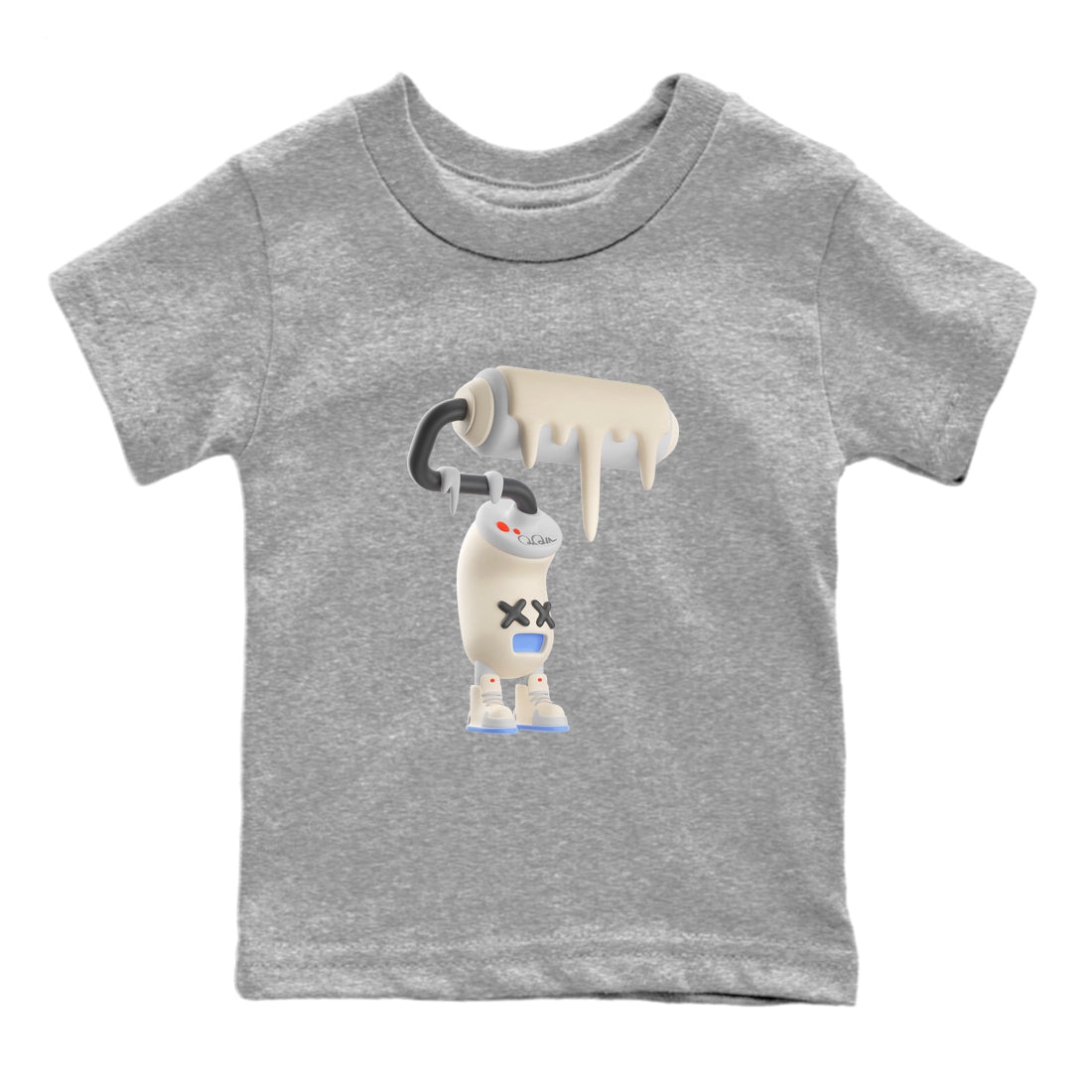 Air Jordan 5 Craft Sneaker Match Tees 3D Paint Roller Sneaker Tees AJ5 SE Craft Sneaker Release Tees Kids Shirts Heather Grey 2