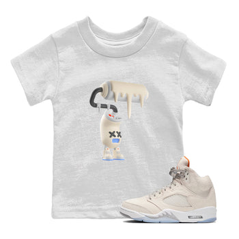 Air Jordan 5 Craft Sneaker Match Tees 3D Paint Roller Sneaker Tees AJ5 SE Craft Sneaker Release Tees Kids Shirts White 1