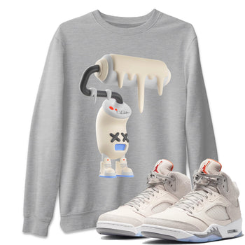 Air Jordan 5 Craft Sneaker Match Tees 3D Paint Roller Sneaker Tees AJ5 SE Craft Sneaker Release Tees Unisex Shirts Heather Grey 1