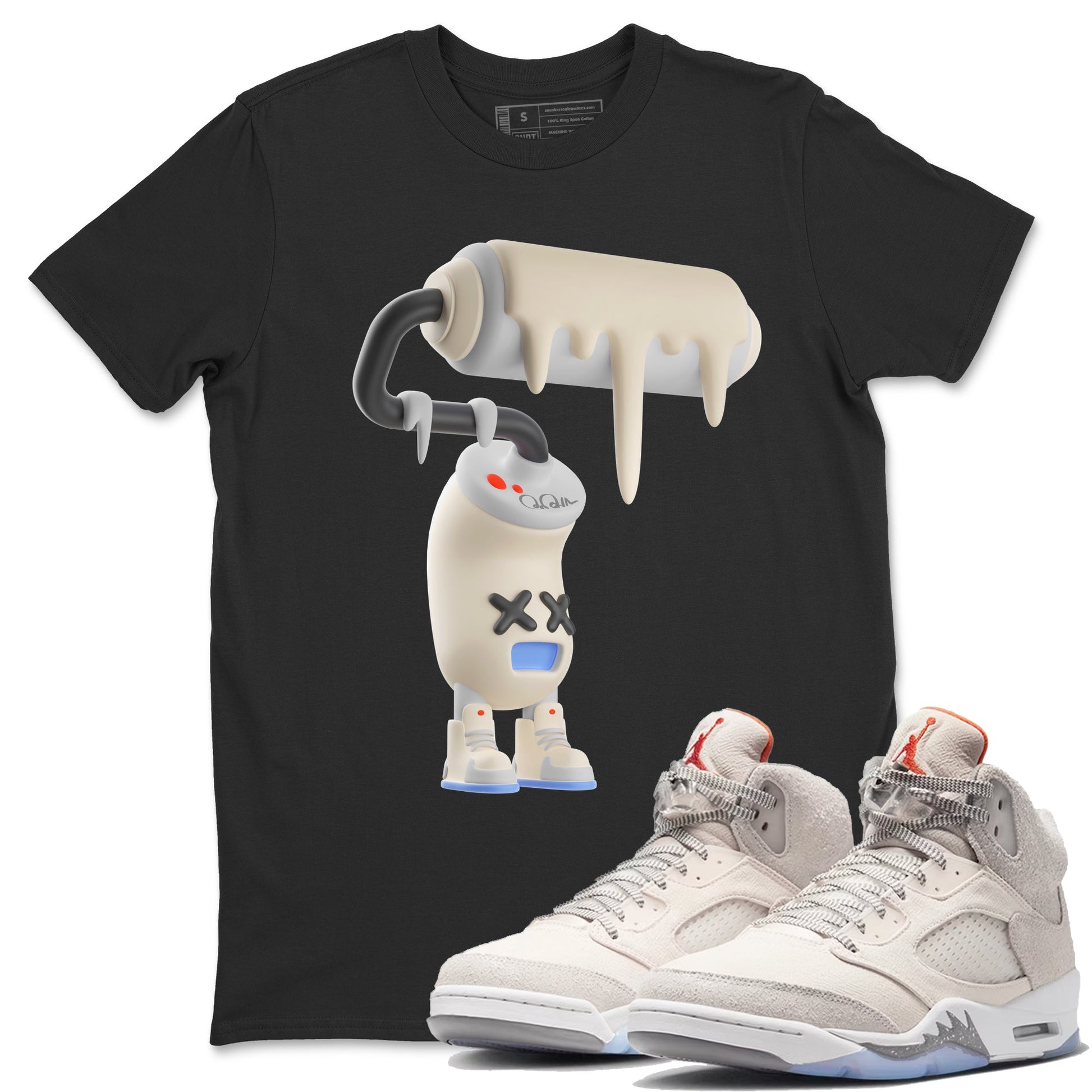 Air Jordan 5 Craft Sneaker Match Tees 3D Paint Roller Sneaker Tees AJ5 SE Craft Sneaker Release Tees Unisex Shirts Black 1