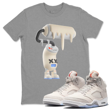 Air Jordan 5 Craft Sneaker Match Tees 3D Paint Roller Sneaker Tees AJ5 SE Craft Sneaker Release Tees Unisex Shirts Heather Grey 1
