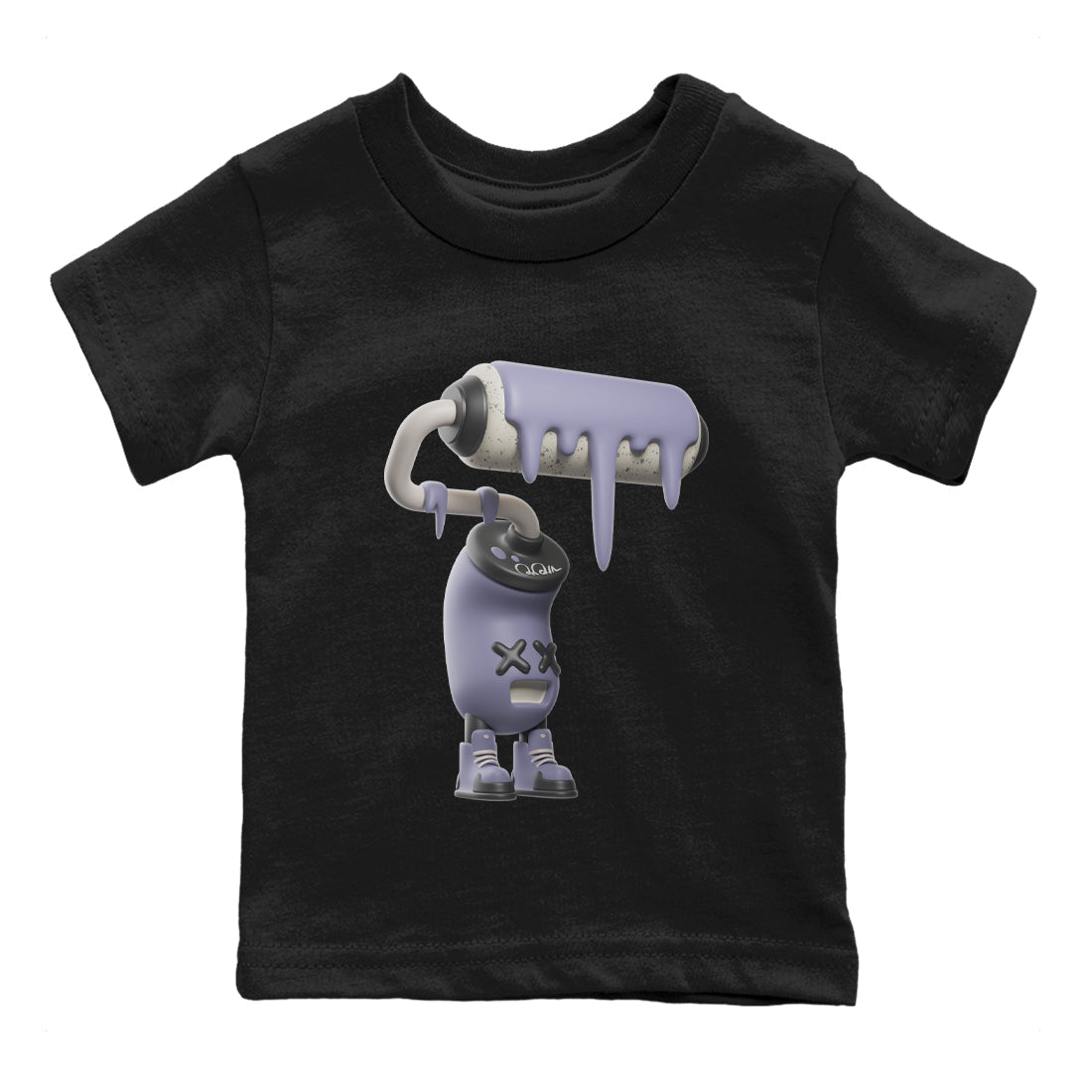 Air Jordan 5 Indigo Haze Sneaker Match Tees 3D Paint Roller Sneaker Tees AJ5 Indigo Haze Sneaker Release Tees Kids Shirts Black 2
