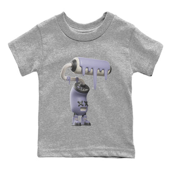 Air Jordan 5 Indigo Haze Sneaker Match Tees 3D Paint Roller Sneaker Tees AJ5 Indigo Haze Sneaker Release Tees Kids Shirts Heather Grey 2