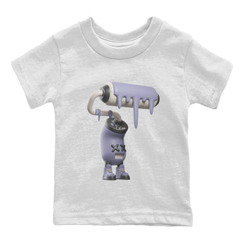 Air Jordan 5 Indigo Haze Sneaker Match Tees 3D Paint Roller Sneaker Tees AJ5 Indigo Haze Sneaker Release Tees Kids Shirts White 2