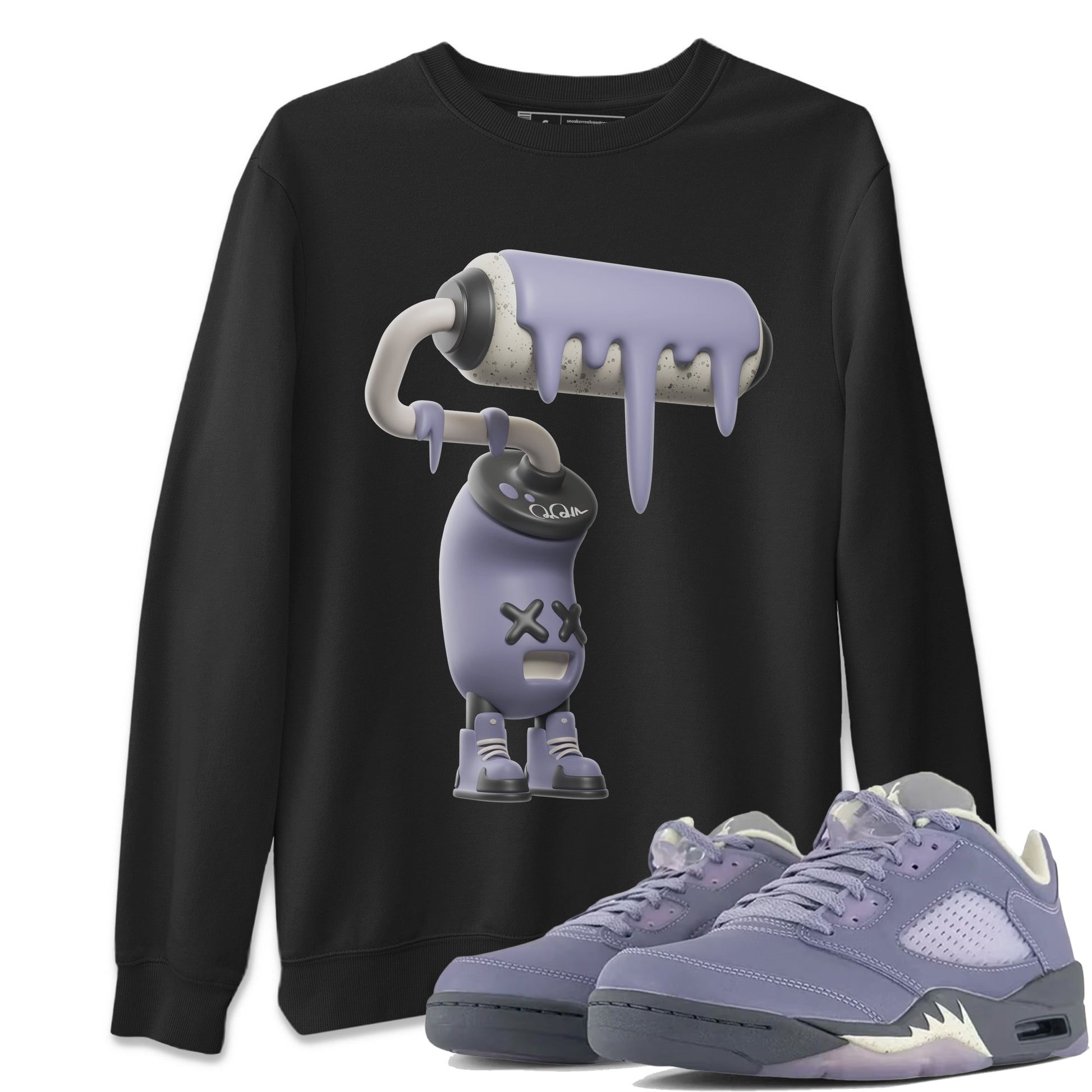 Air Jordan 5 Indigo Haze Sneaker Match Tees 3D Paint Roller Sneaker Tees AJ5 Indigo Haze Sneaker Release Tees Unisex Shirts Black 1