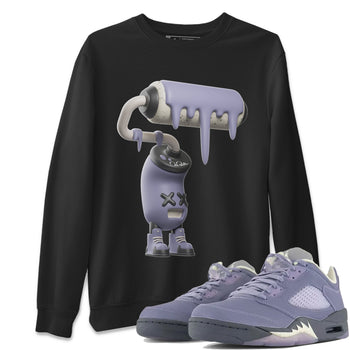 Air Jordan 5 Indigo Haze Sneaker Match Tees 3D Paint Roller Sneaker Tees AJ5 Indigo Haze Sneaker Release Tees Unisex Shirts Black 1