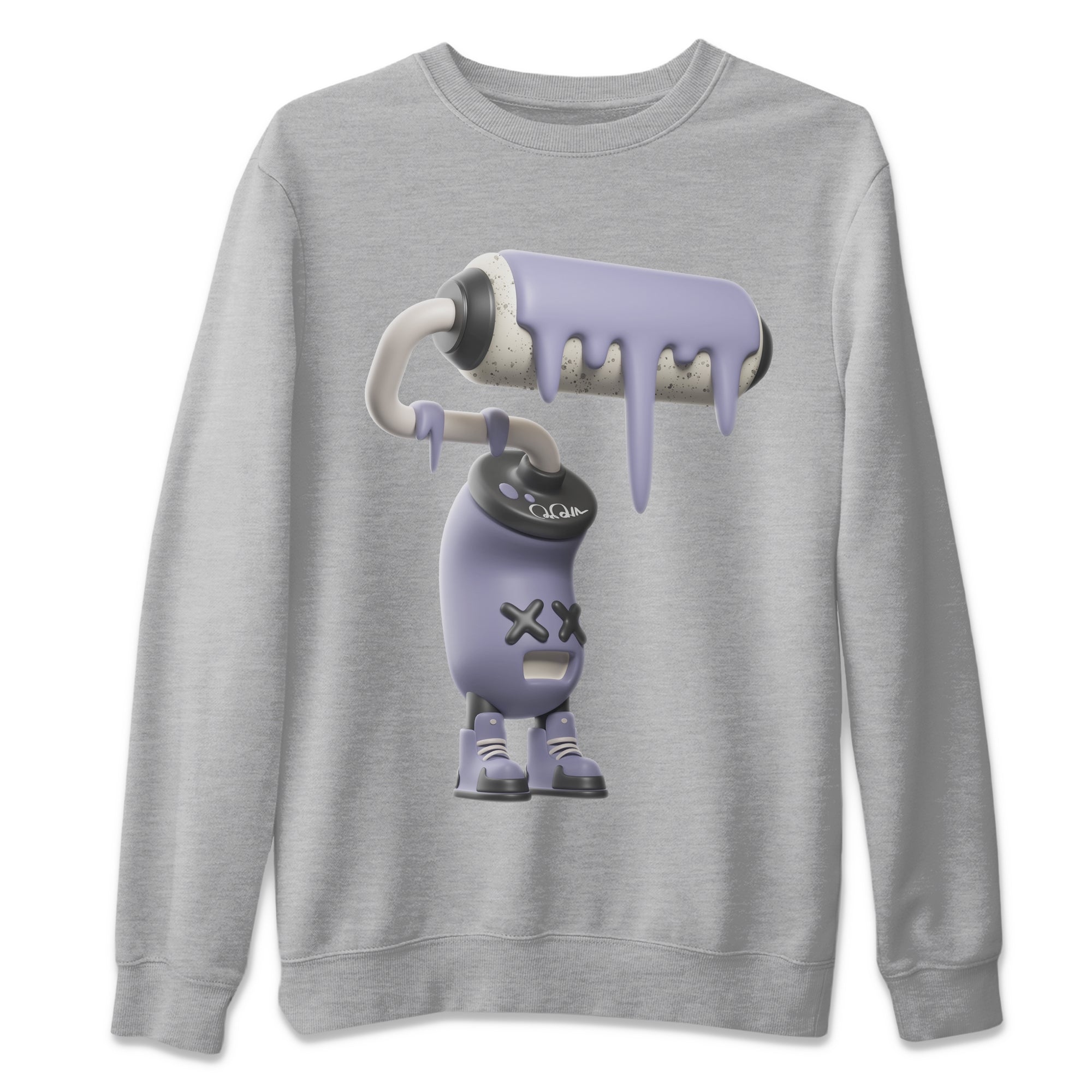 Air Jordan 5 Indigo Haze Sneaker Match Tees 3D Paint Roller Sneaker Tees AJ5 Indigo Haze Sneaker Release Tees Unisex Shirts Heather Grey 2