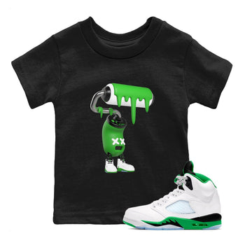 5s Lucky Green shirt to match jordans 3D Paint Roller sneaker tees Air Jordan 5 Lucky Green SNRT Sneaker Release Tees Baby Toddler Black 1 T-Shirt