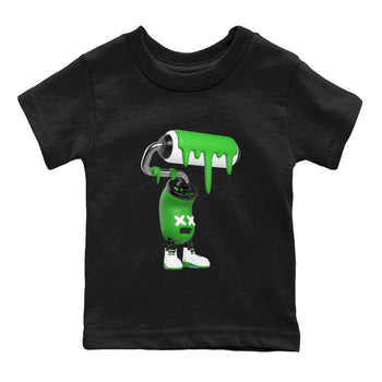 5s Lucky Green shirt to match jordans 3D Paint Roller sneaker tees Air Jordan 5 Lucky Green SNRT Sneaker Release Tees Baby Toddler Black 2 T-Shirt