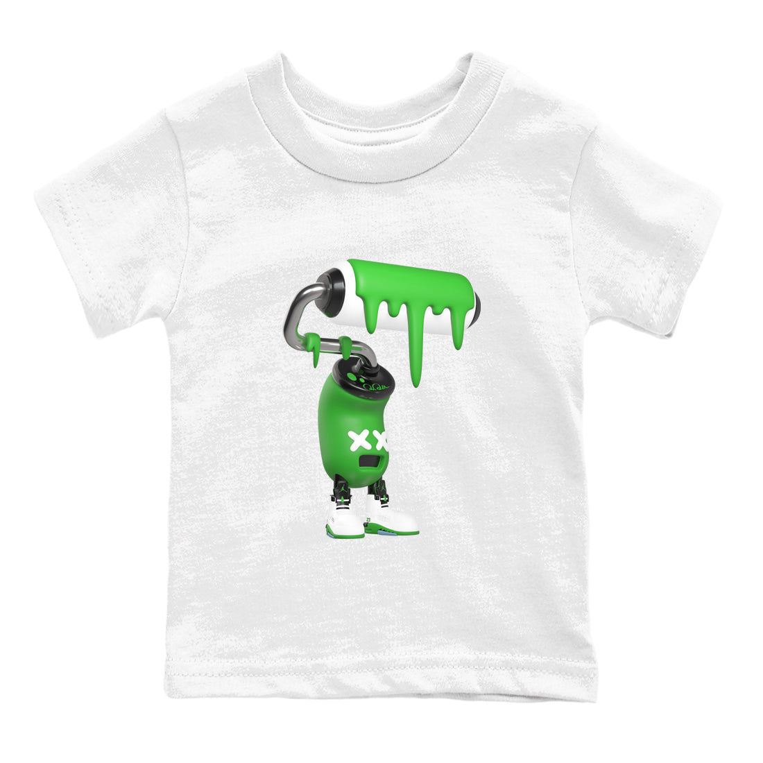 5s Lucky Green shirt to match jordans 3D Paint Roller sneaker tees Air Jordan 5 Lucky Green SNRT Sneaker Release Tees Baby Toddler White 2 T-Shirt