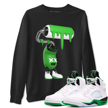 5s Lucky Green shirt to match jordans 3D Paint Roller sneaker tees Air Jordan 5 Lucky Green SNRT Sneaker Release Tees Unisex Black 1 T-Shirt