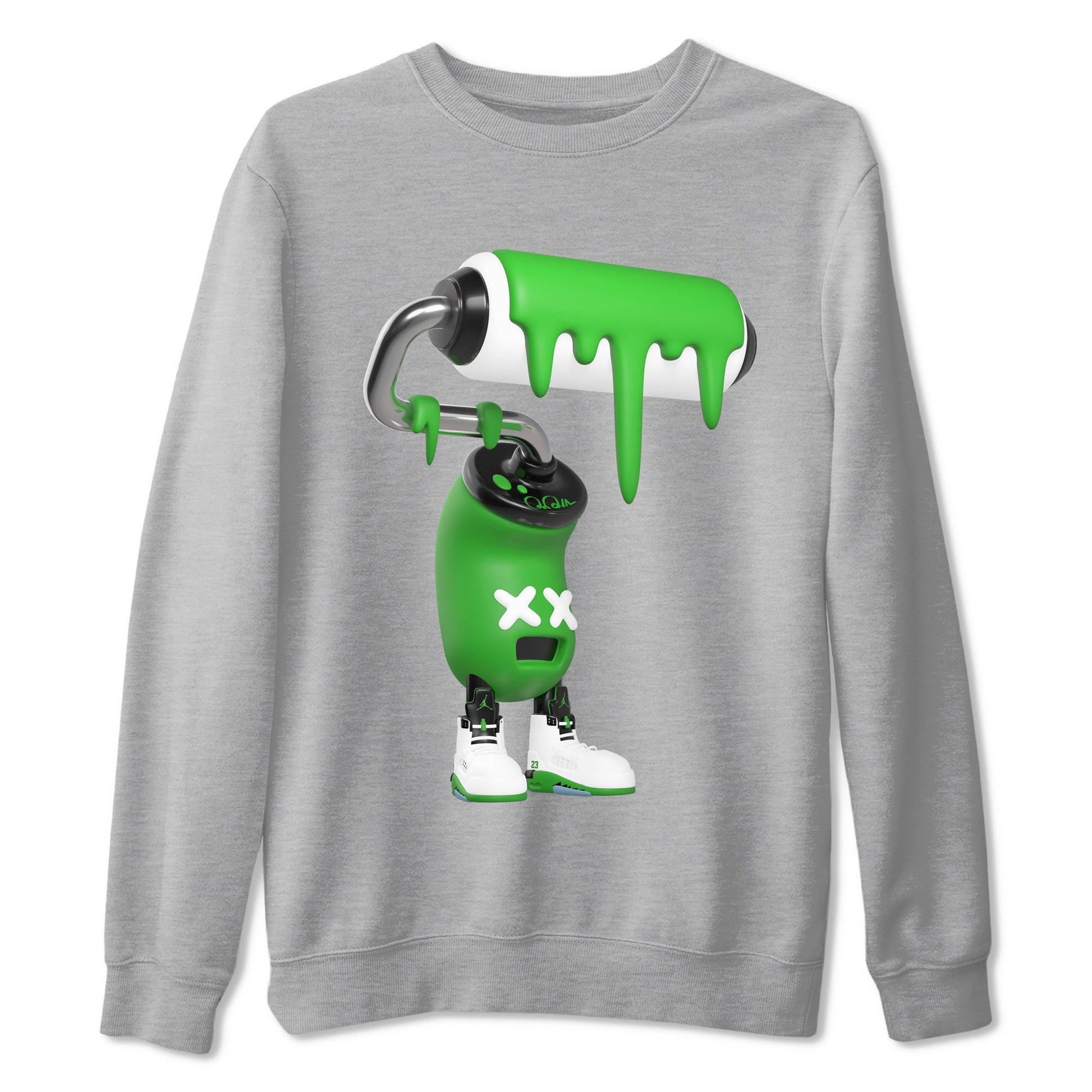 5s Lucky Green shirt to match jordans 3D Paint Roller sneaker tees Air Jordan 5 Lucky Green SNRT Sneaker Release Tees Unisex Heather Grey 2 T-Shirt
